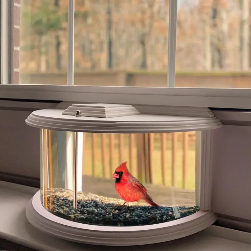 Enjoy bird watching from inside with this 180° clear view inside window bird feeder. Durable and elegant design