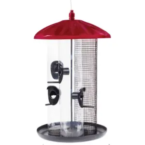 3 Tube Bird Feeder with Squirrel Proof | 6lb Seed Capacity 2 triple tube bird feeder with three separate chambers for holding different types of bird seed