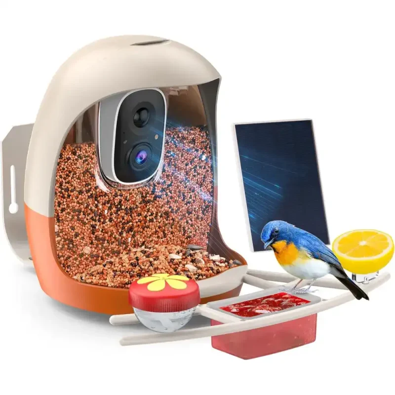 AUXCO bird feeder camera with AI bird identification and 4K Ultra HD video recording. Capture birds automatically