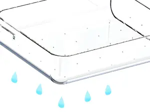 Clear View Large Window Bird Feeder with 2 Strong Suction Cups 7 Bird seed tray with drainage holes to keep seeds dry and fresh. Prevents mold and ensures healthy bird feeding