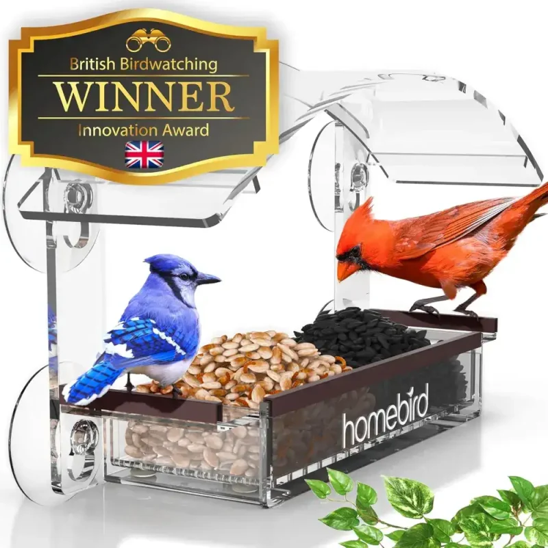 Window bird feeder for cats with strong suction cups. Enjoy watching birds with your cat from inside your home