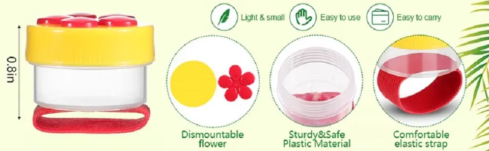 Ring Bird Feeder - 2 Pack Handheld Hummingbird Feeders 3 Ring hummingbird feeder with dismountable flower, sturdy plastic, and comfortable elastic strap