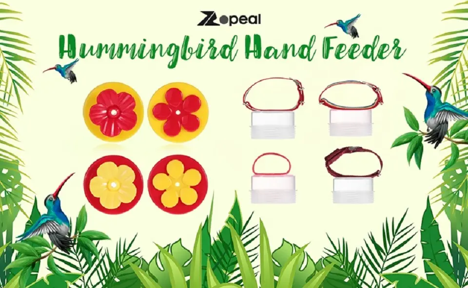 Ring Bird Feeder - 2 Pack Handheld Hummingbird Feeders 1 Hummingbird hand feeders with different floral designs for easy hand feeding and close observation