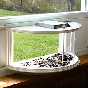 Inside Window Bird Feeder 180° Clear View Fits 27-35" Window 5 This in-window bird feeder provides easy bird watching from indoors. Attract backyard birds with this feeder