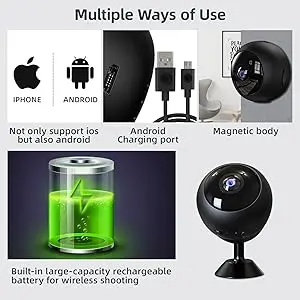 Smart Window Bird Feeder with Camera - 1080p HD | Night Vision 6 Mini wireless security camera with rechargeable battery, compatible with iOS and Android