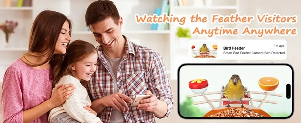 Auxco Bird Feeder with Camera - 4K, AI Bird ID, Auto Video 2 Enjoy close-up bird watching anytime, anywhere with this smart bird feeder camera, capturing detailed images of various birds