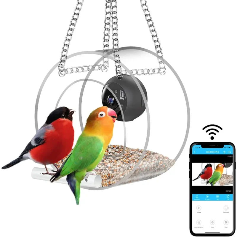 Smart window bird feeder with camera, 1080p HD video and night vision for bird watching