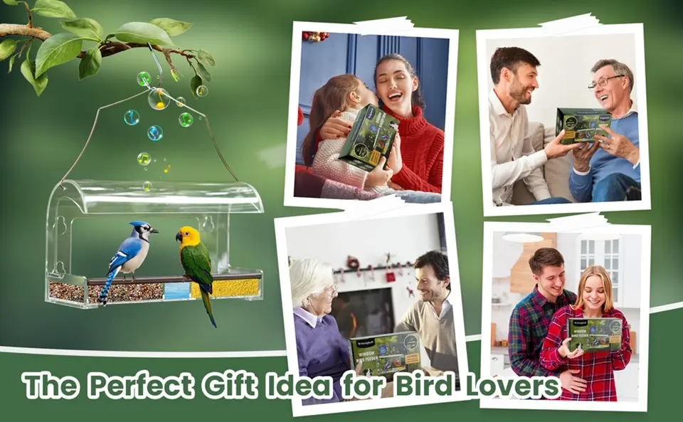Window Hanging Bird Feeder - with Water Tray | Large Seed Tray 3 Window hanging bird feeder, the perfect gift for bird lovers. Enjoy close-up views of birds from your window