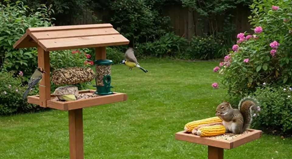 How to Hang a Bird Feeder: The Definitive Guide to Location, Height & Squirrel-Proofing (2025) 5 backyard bird feeding station squirrel feeder corn cobs