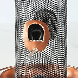 Copper Roof Bird Feeder | 7.5" Roof | 360° Tray | 3lb Capacity 6 close-up of a bird feeder with multiple feeding ports and perches for birds to eat and rest