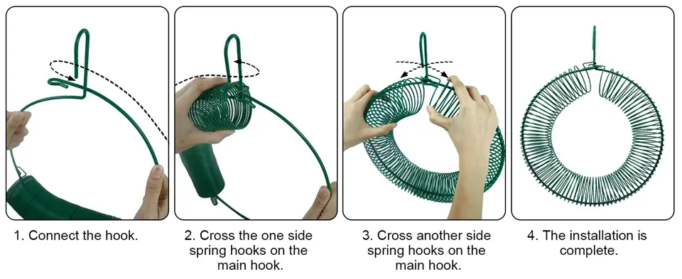 2 Pack Blue Jay Peanut Bird Feeder -Metal Wreath | Outdoor 4 Easy assembly guide with 4 steps for a green, circular wire peanut bird feeder