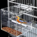 no-mess acrylic small bird feeder cage with tray, ideal for parakeets, canaries, and other small birds. Keeps cages clean