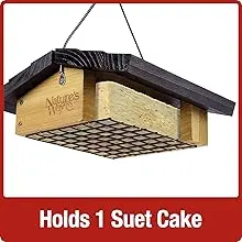 Upside Down Suet Bird Feeder - Cedar Wood, Easy Fill, 1 Cake Capacity 3 Upside down suet bird feeder, cedar wood, holds one suet cake
