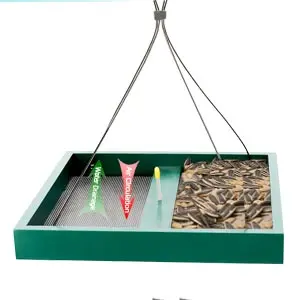 Large Capacity Garden Platform Bird Feeder for Birds & Squirrel 4 platform bird feeder with rust-free mesh bottom for easy cleaning, drainage, and air circulation