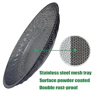 11.8" Large Platform Bird Feeder - Stainless Steel Mesh Tray 3 close-up of a rust-proof stainless steel mesh bird feeding tray for platform feeders