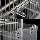 No Mess Acrylic Small Bird Feeder Cage - Auto Seed Dispenser 4 versatile small bird feeder cage with dual hooks for both indoor and outdoor bird cage mounting