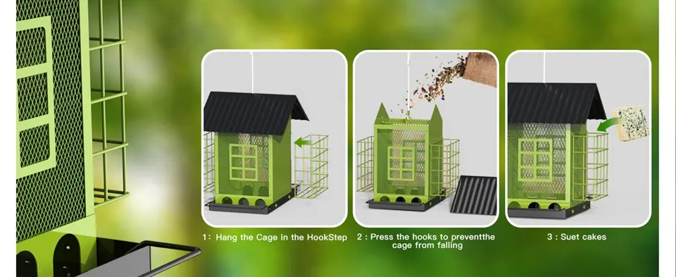 Large Capacity Double Suet Bird Feeder for Outdoors Hanging 5 easy setup double suet bird feeder hanging refill guide