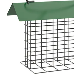 Hanging Suet Bird Feeder - Adjustable Chain, Outdoor Garden 3 firm iron cage hanging suet bird feeder corner