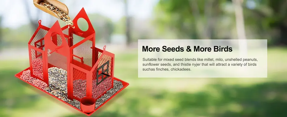 Solar Large Cardinal Bird Feeder Squirrel Proof 5 more seeds birds solar bird feeder attract wildlife