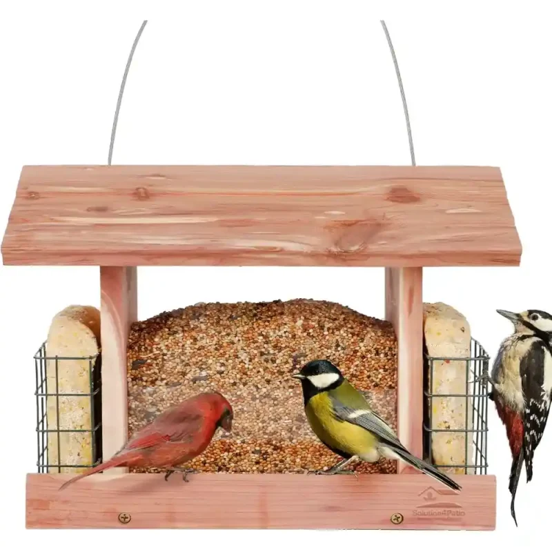 multi birds feeding cedar bird feeder suet holder garden