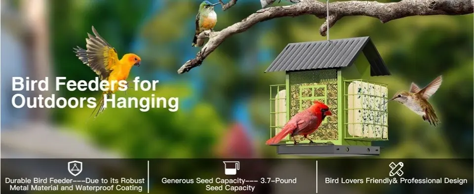 Large Capacity Double Suet Bird Feeder for Outdoors Hanging 1 outdoor hanging double suet bird feeder wildlife attraction