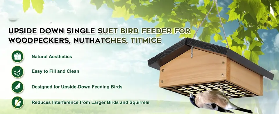 Upside Down Bird Feeder - Squirrel Proof, Cedar Wood, Easy Refill 1 premium cedar wood squirrel proof upside down bird feeder