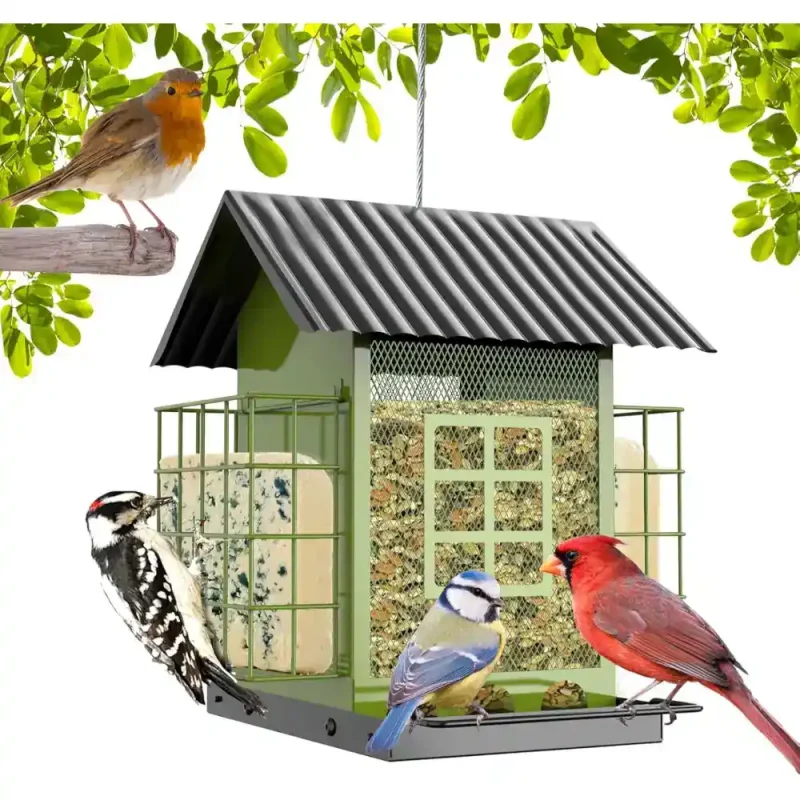 wild birds attracting double suet cage bird feeder