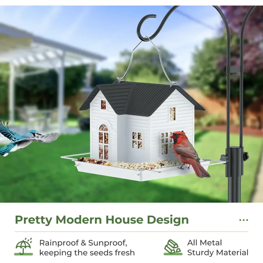 Solar Bird Feeder-FREE SHIPPING 3 modern house bird feeder rainproof metal attracts birds