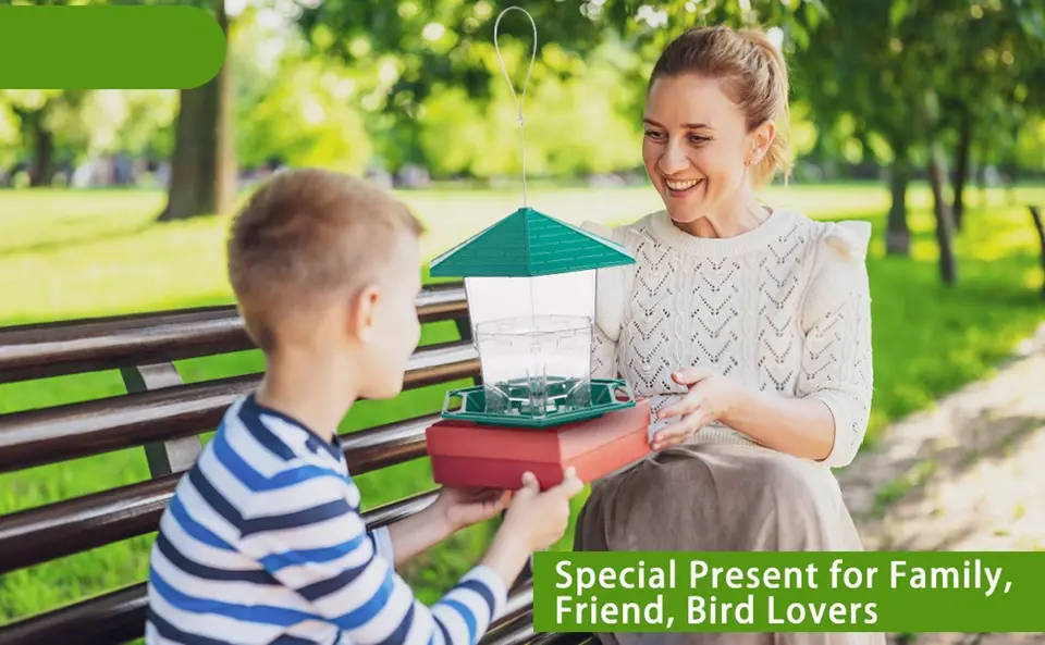 Small Squirrel Proof Bird Feeder - Green, 3LB Capacity 2 small bird feeder gift idea bird lovers